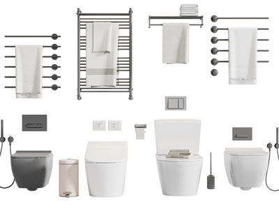 现代毛巾架、马桶