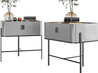 现代床头柜、摆件