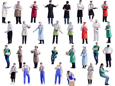 现代餐馆厨师、服务员多人人物3d模型 现代餐馆厨师、服务员多人人物