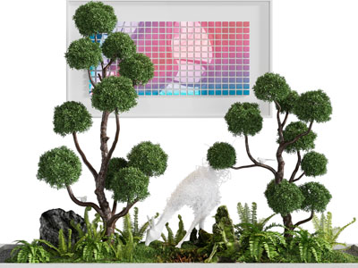 现代景观树、鹿雕塑景观园艺小品