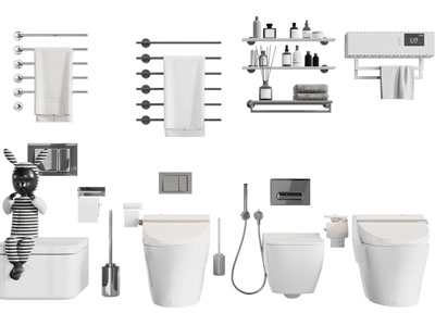 现代马桶、毛巾架、卫浴小件