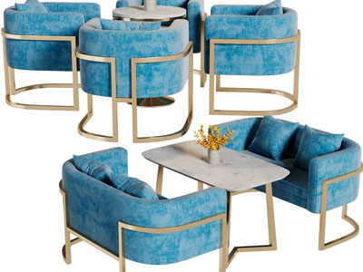 新中式休闲餐桌椅组合