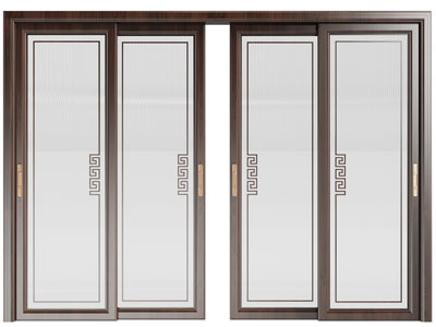 新中式四扇玻璃推拉门