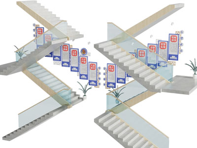 现代玻璃栏杆转角旋转楼梯3d模型 现代玻璃栏杆转角旋转楼梯
