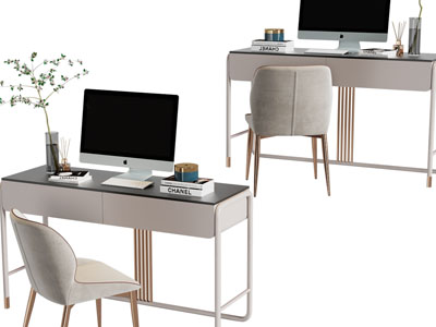 现代轻奢书桌椅组合