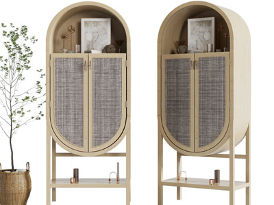 侘寂风实木餐边柜