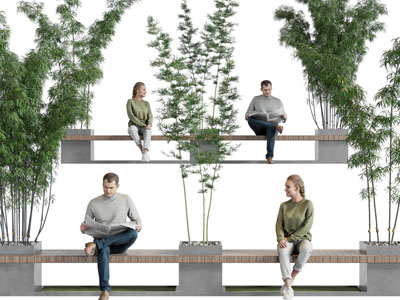 现代户外花坛公共长凳子