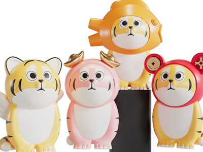 现代卡通老虎儿童玩具摆件