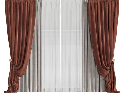 现代红色布艺窗帘窗纱
