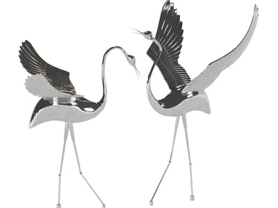 现代翩翩起舞的仙鹤雕塑雕刻