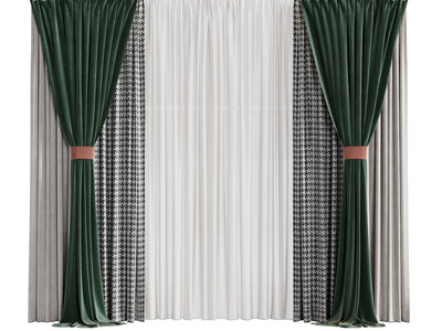 现代千鸟格拼接窗帘窗纱