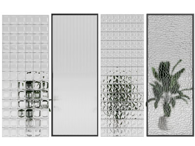 现代花纹玻璃隔断3d模型 现代花纹玻璃隔断