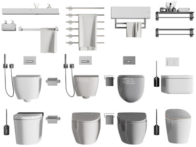 现代毛巾架、马桶、卫浴小件