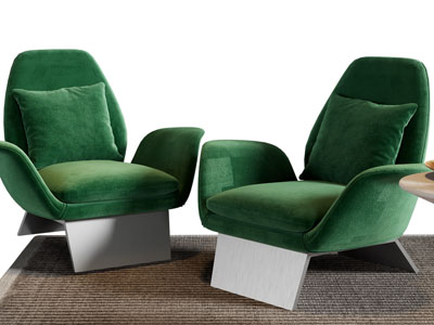 现代绿色单人沙发3d模型 现代绿色单人沙发