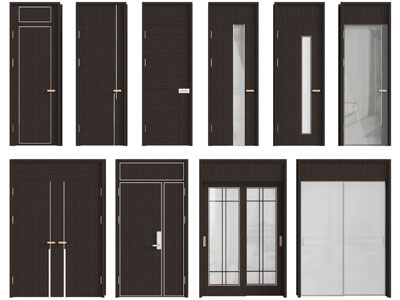 现代单扇、双扇平开门、推拉门