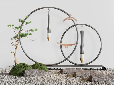 新中式石子、笔架景观园艺小品