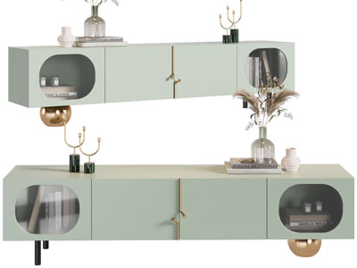 现代轻奢电视柜、摆件组合