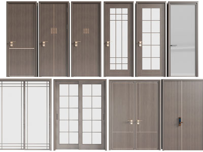 新中式单扇、双扇平开门、推拉门