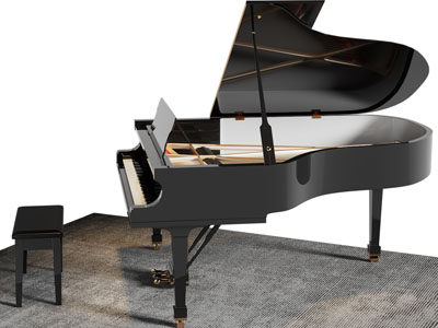 现代三角钢琴、琴凳3d模型 现代三角钢琴、琴凳