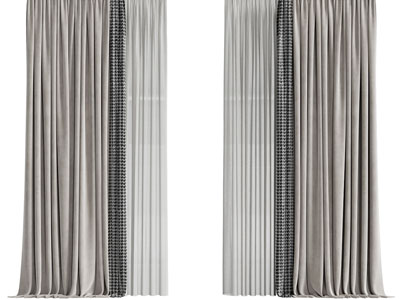 现代拼接撞色布艺窗帘窗纱