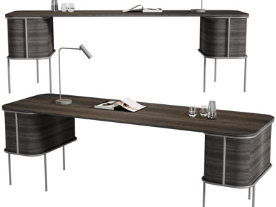 现代长方形实木书桌