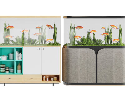 现代带收纳柜的鱼缸