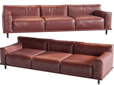 现代皮质多人沙发