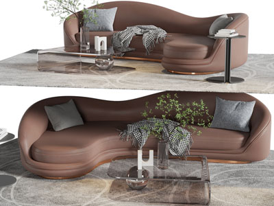 现代异形多人沙发、茶几组合