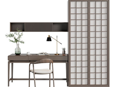 新中式书桌椅组合、衣柜