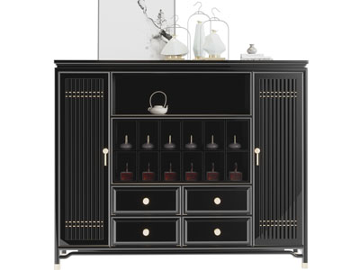 新中式黑色实木餐边柜