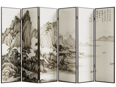新中式山水图案的屏风
