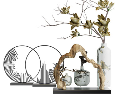 新中式花瓶花卉摆件组合