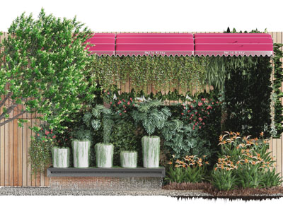 现代植物墙、水景景观园艺小品