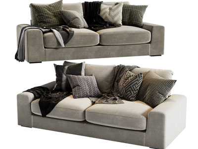 现代布艺双人沙发3d模型 现代布艺双人沙发