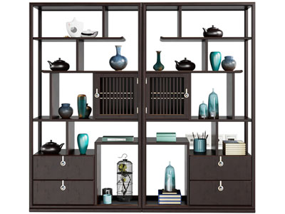 新中式对称实木装饰柜