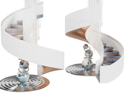 现代轻奢旋转楼梯3d模型 现代轻奢旋转楼梯