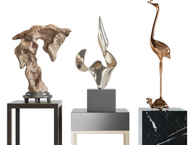 新中式假山、仙鹤雕塑雕刻摆件