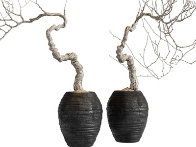 新中式花盆枯枝摆件