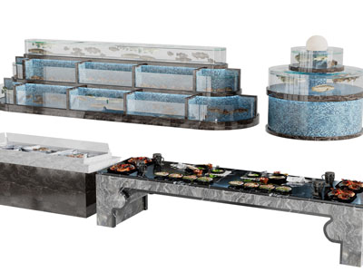 现代生鲜海鲜展柜、海鲜池