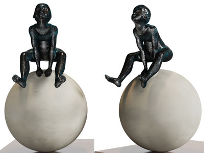 现代玩健身球的孩子雕塑雕刻