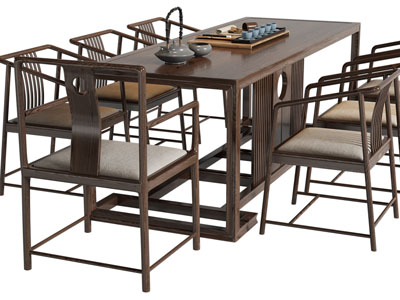 新中式实木茶桌椅组合