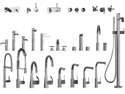 现代不锈钢水龙头、淋浴花洒