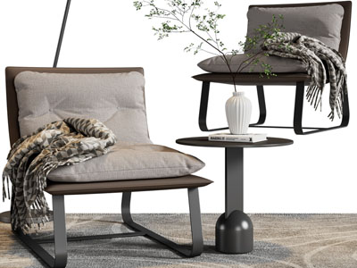 现代休闲沙发椅子、边几3d模型 现代休闲沙发椅子、边几