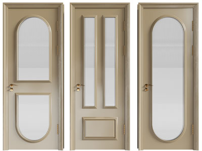 简欧单扇嵌入玻璃的平开门