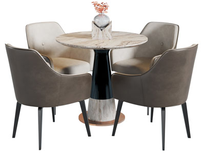 现代圆形餐桌椅组合