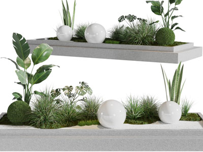 现代花草绿植、草坪灯景观园艺小品