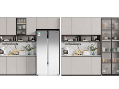 现代嵌入冰箱的酒柜