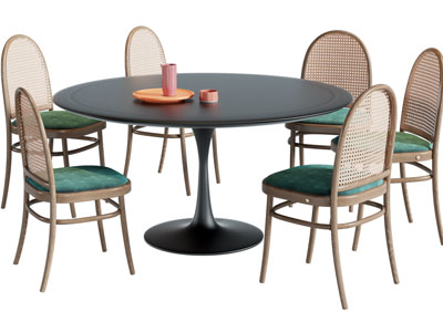 现代圆形餐桌椅组合