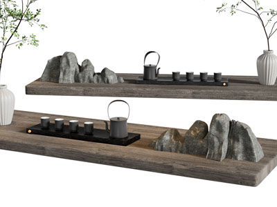 新中式茶台、茶具杯子