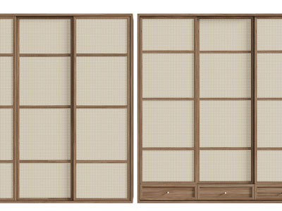 日式推拉柜门衣柜3d模型 日式推拉柜门衣柜